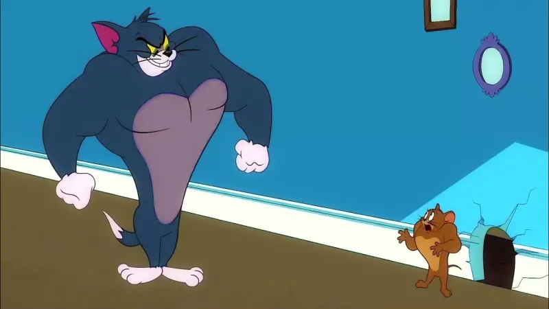Tom và Jerry căng thẳng chuẩn bị cho cuộc rượt đuổi.