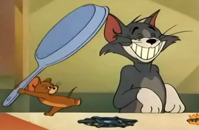 Tom và Jerry cười ranh mãnh trong khoảnh khắc troll.