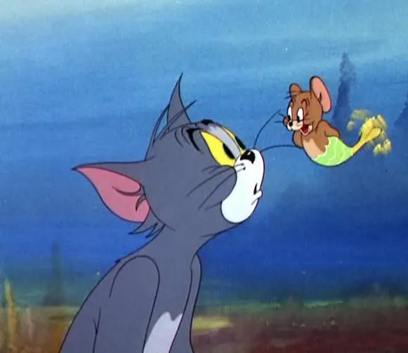 Tom và Jerry bực mình nhìn nhau không nói lời.