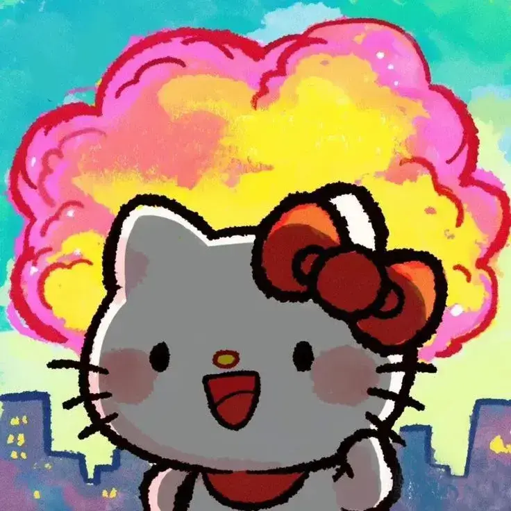 Avatar mèo hồng cười nham hiểm cực kỳ bựa.