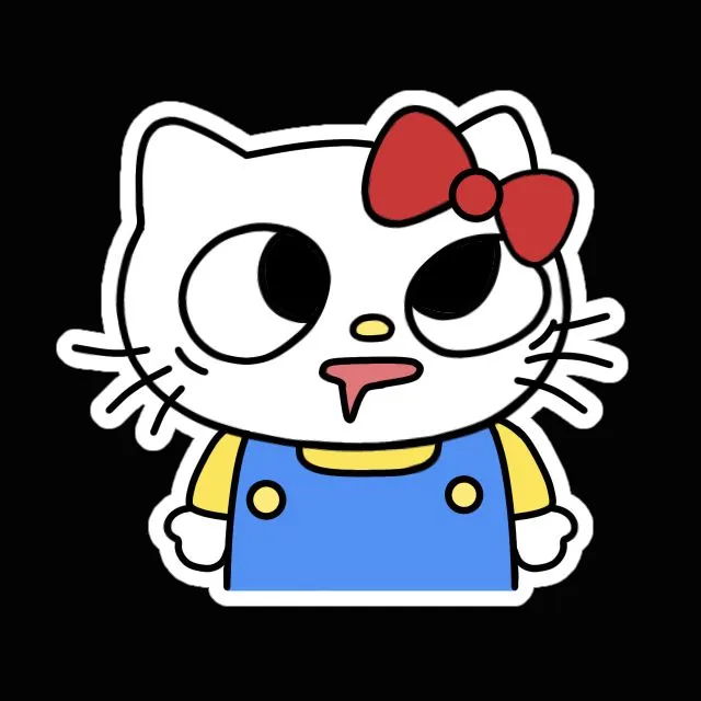 Avatar mèo trắng nơ đỏ phấn khích hài hước.