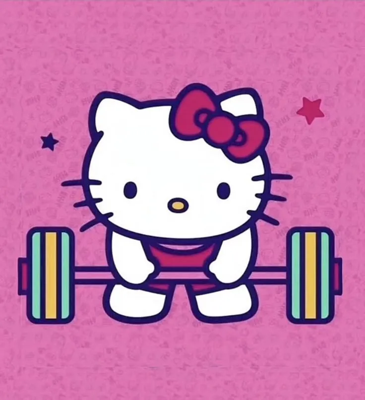 Hình chế Kitty đang tập gym