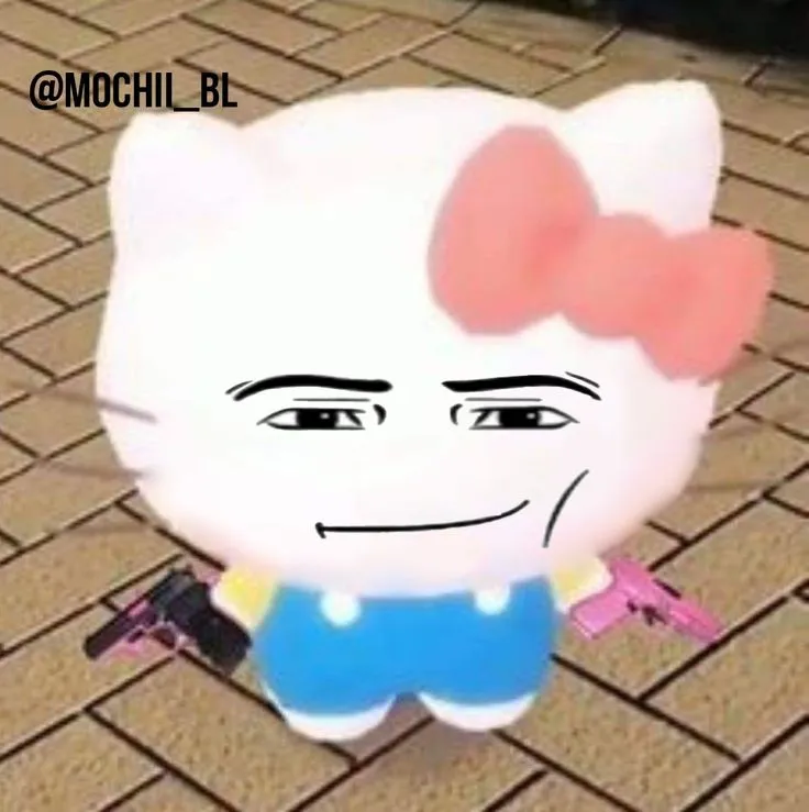 Meme vui Kitty troll face cầm súng