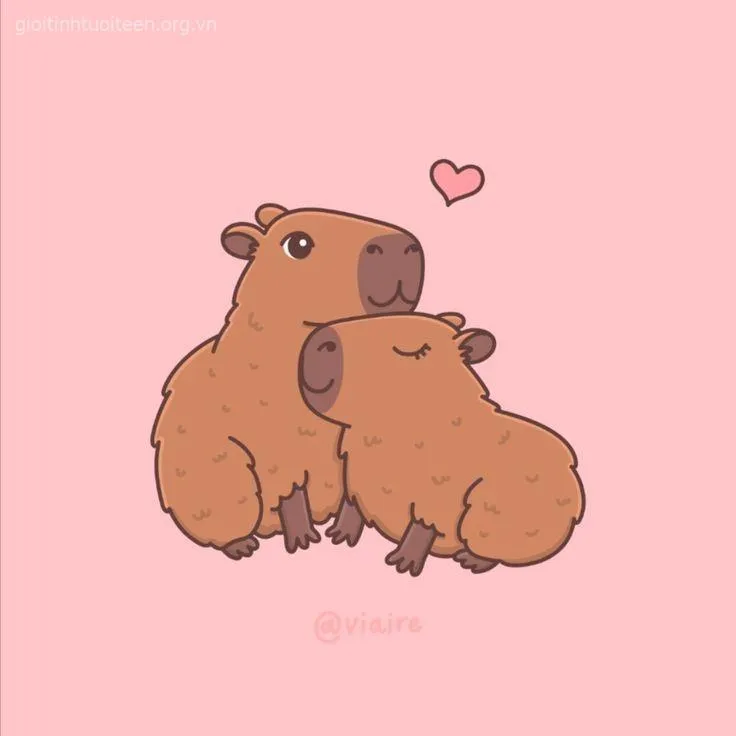 Hình capybara chibi đáng yêu rạng rỡ.