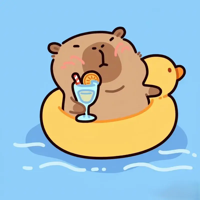 Hình capybara hoạt hình dễ thương đáng yêu.