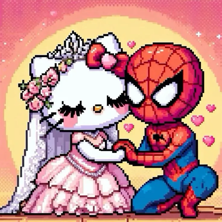 Avatar Kitty ngọt ngào bên Người Nhện vui nhộn.