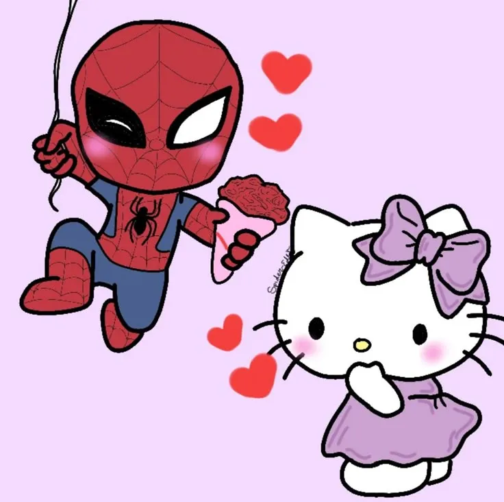 Ảnh anime người nhện và Hello Kitty