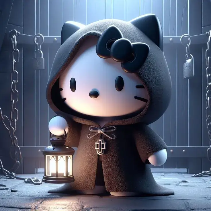 Avatar mèo hồng xinh xắn nụ cười duyên dáng.