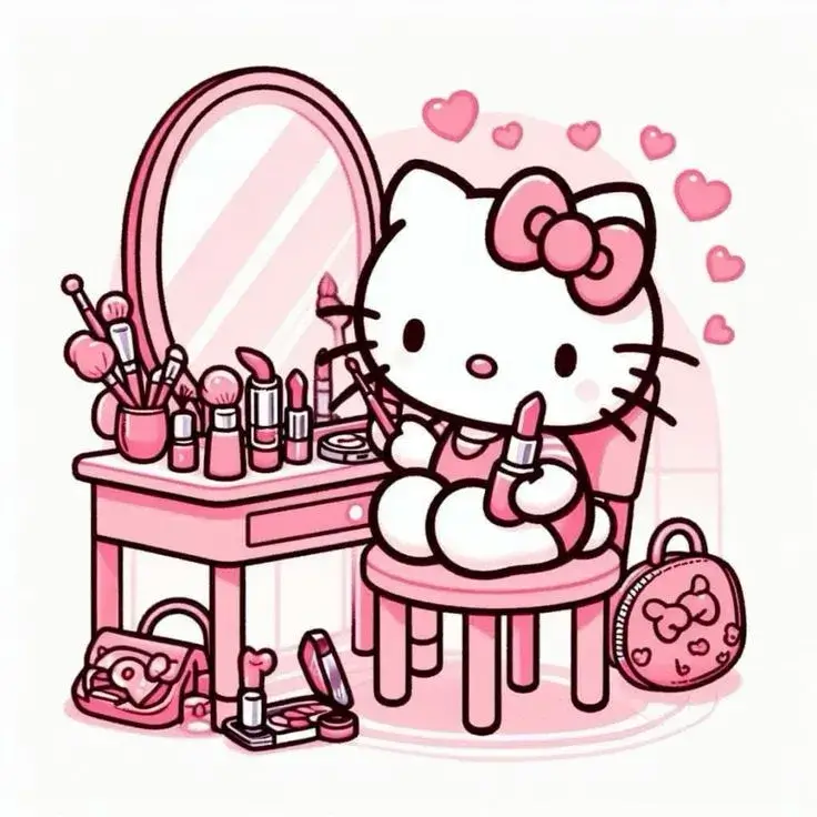 Avatar mèo hồng đáng yêu nụ cười tỏa sáng.