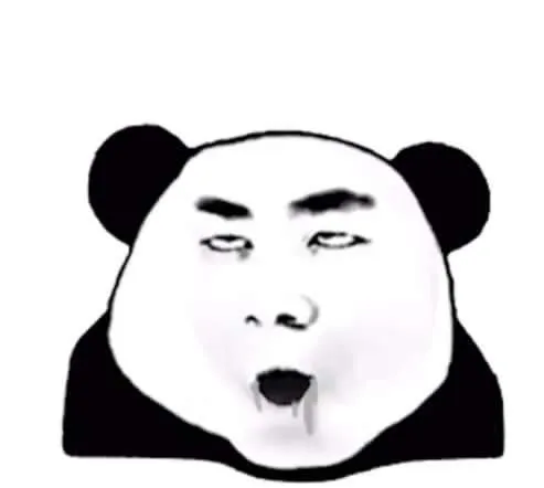 Meme gấu trúc weibo mặt hài hước nghịch ngợm, nụ cười sáng.