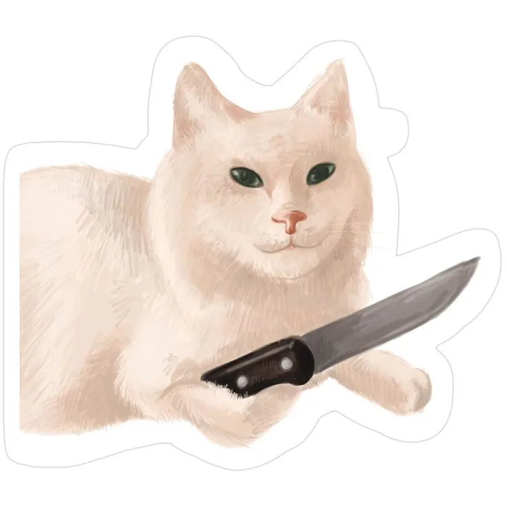 Meme cầm dao trông nghiêm túc nhưng hài hước.