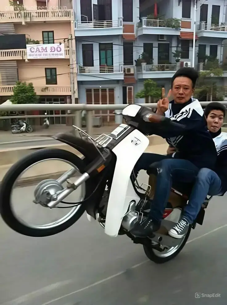 Hình chế cầm cây phóng lợn nhìn buồn cười.