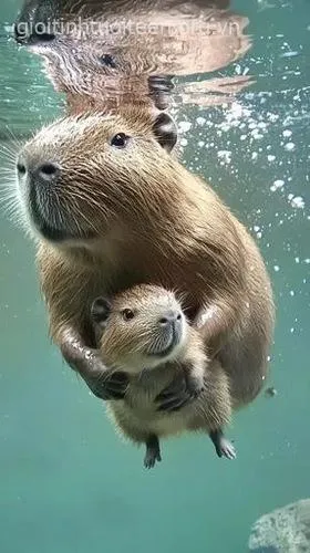Hình capybara ánh mắt lạnh lẽo.