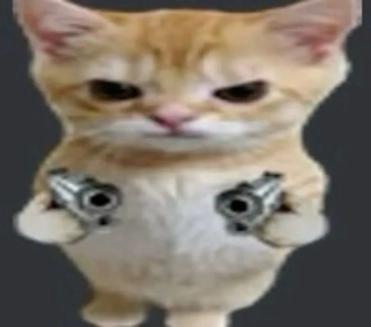 Meme mèo cầm súng biểu cảm dữ dội khiến ai cũng sợ