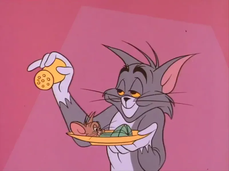 Meme Tom và Jerry hớn hở giơ cao cốc nước.