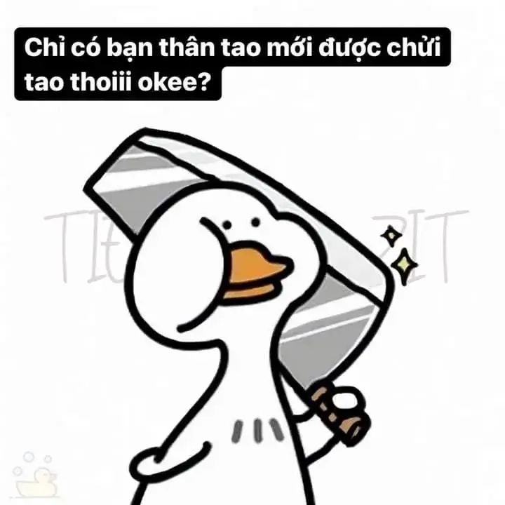 Meme con vịt cầm dao mang dáng vẻ hài.