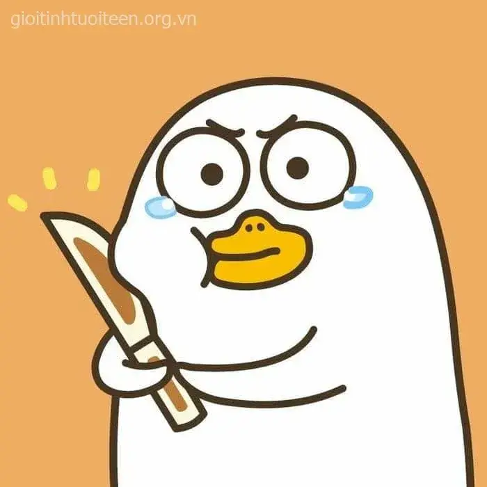 Hình chú vịt cầm dao cực bá đạo luôn.