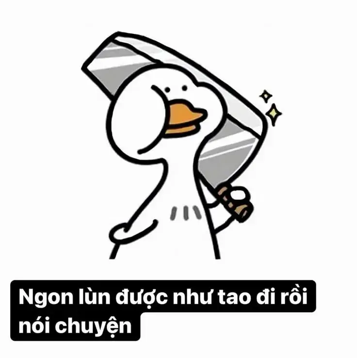 Meme chú vịt cầm dao cực ngầu nhưng vui.