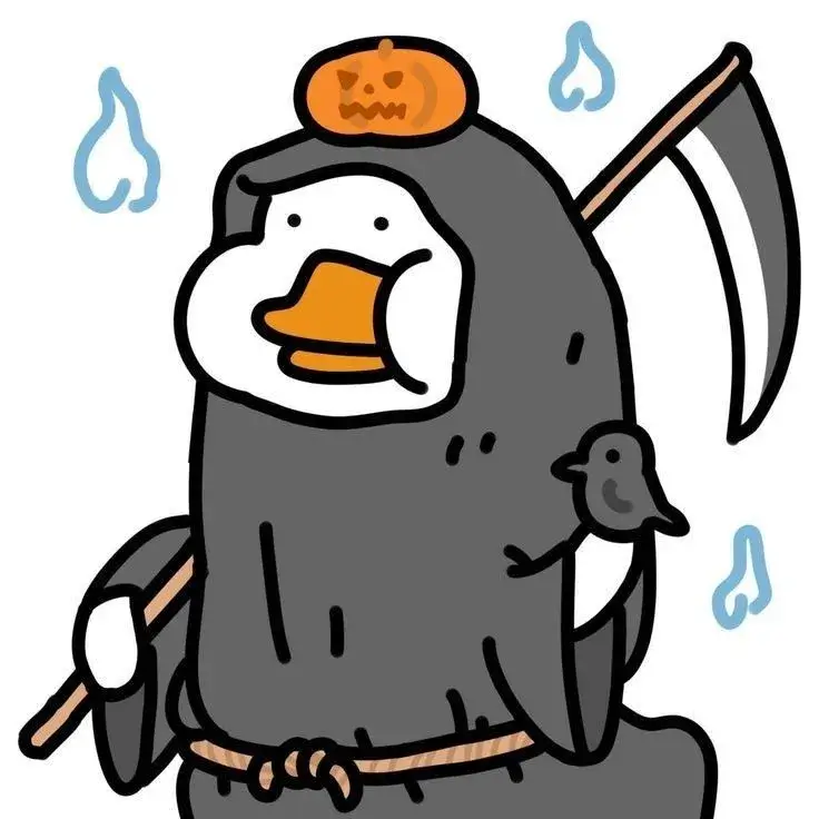 Meme vịt nhỏ cầm lưỡi hái tử thần