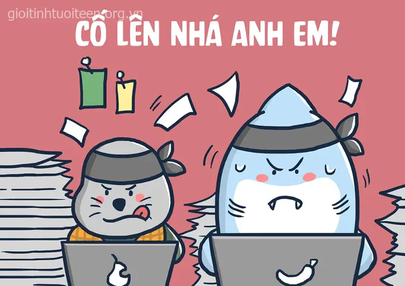 Meme vui nhộn kèm dòng chữ cố lên anh ơi bá đạo