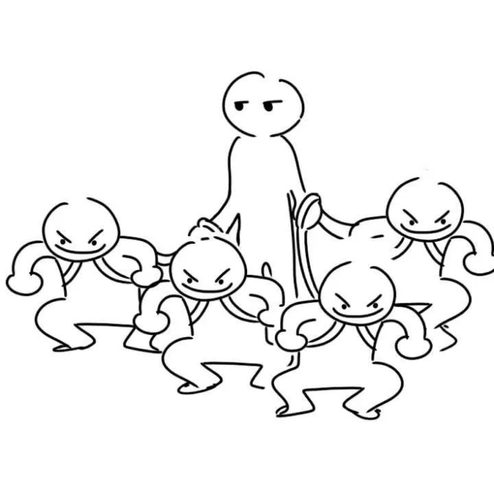 Avatar nhóm 5 người vô tri, gương mặt ngây ngô hài hước.