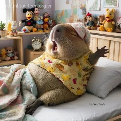 Hình avatar capybara ánh mắt ngây ngô vui vẻ.