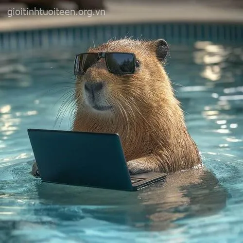 Hình avatar capybara ánh mắt trầm mặc sâu lắng.