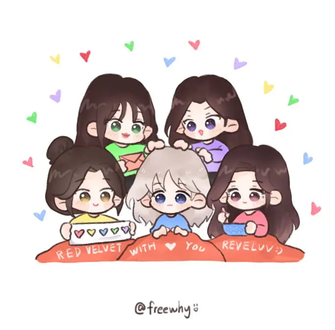 Hình đại diện nhóm 5 người chibi dễ thương, gắn kết tình bạn.