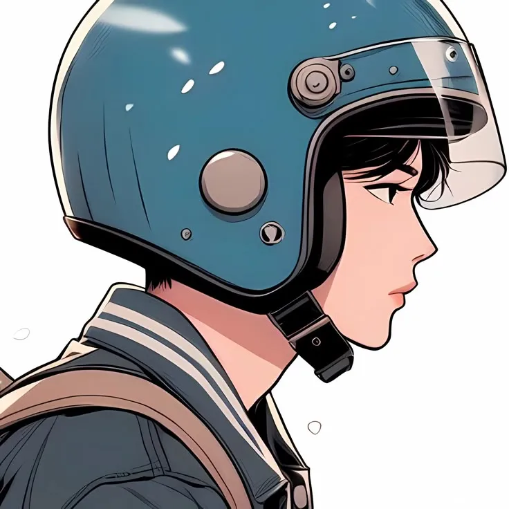 Avatar đội mũ bảo hiểm couple mặt vô hồn