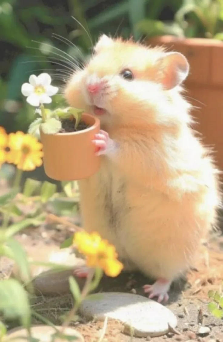 Meme hamster xinh đẹp dáng ngồi hiền lành