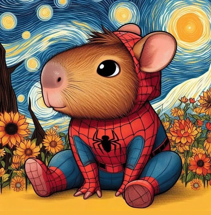 Avatar capybara cosplay người nhện cực ngầu.