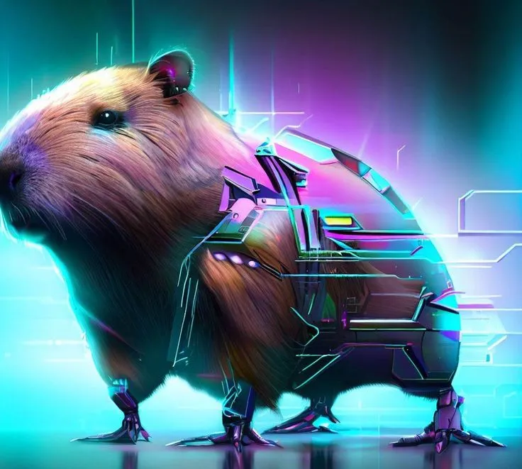 Meme capybara mặc giáp Cyborg hiện đại.