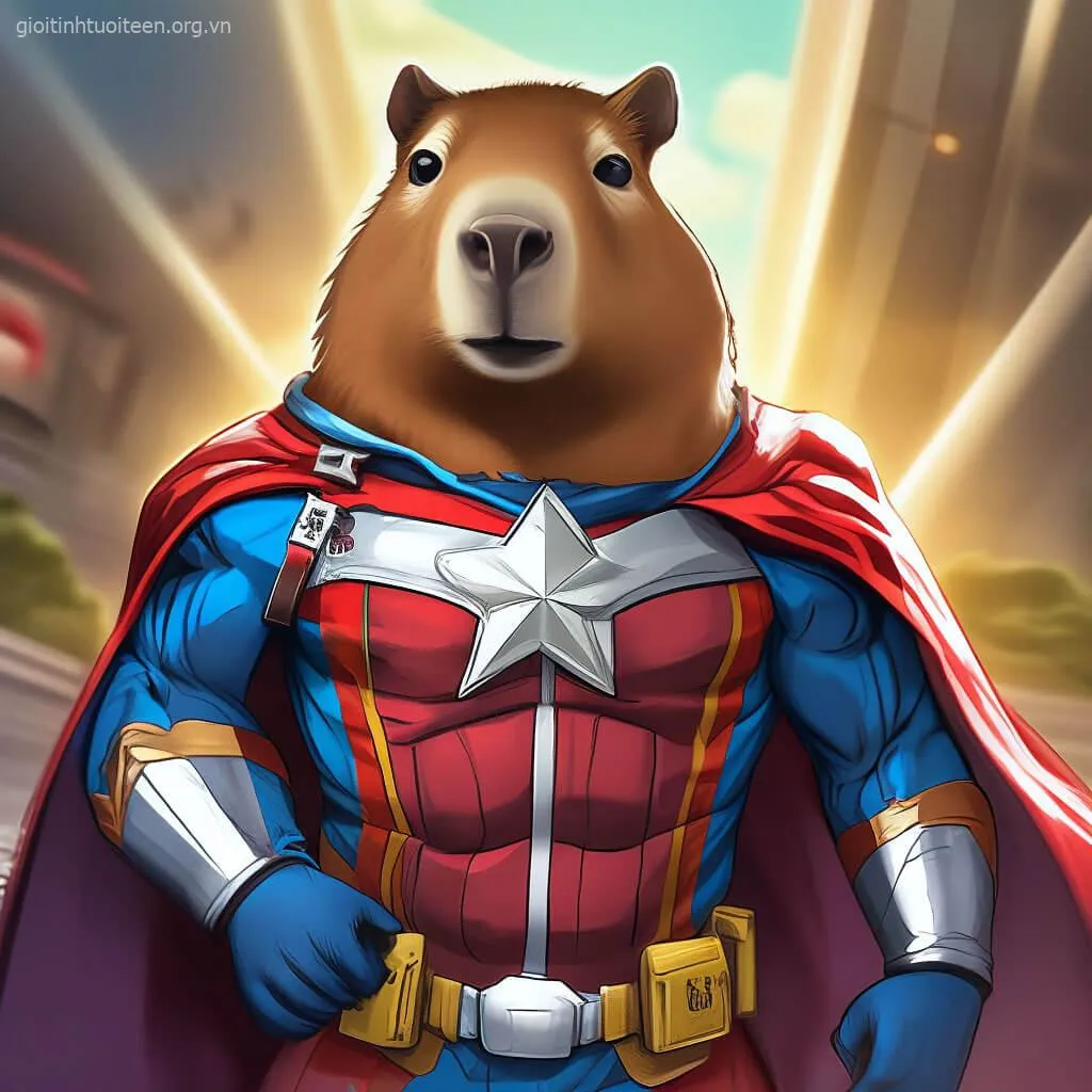 Meme capybara mặc áo Captain Marvel