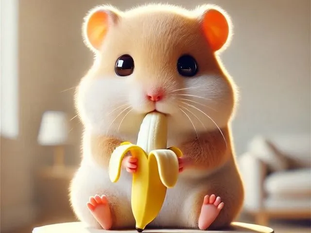 Hình chú chuột gặm chuối ngộ nghĩnh đáng yêu Hình chú chuột gặm chuối ngộ nghĩnh đáng yêu
