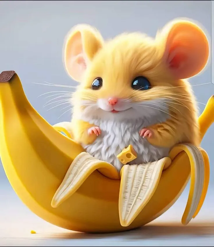Hình chú chuột ăn chuối rạng rỡ cực đáng yêu Hình chú chuột ăn chuối rạng rỡ cực đáng yêu