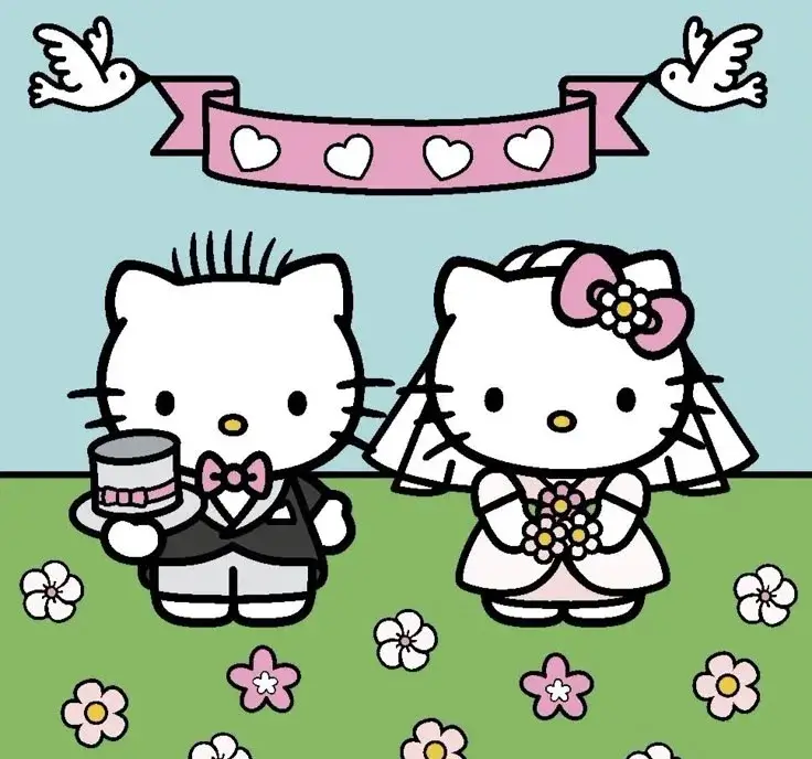 Hình manga Kitty cặp đôi ngọt ngào.