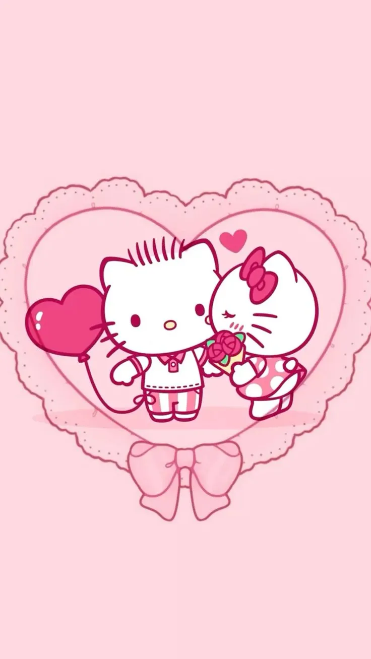 Đôi mèo hồng tình cảm ấm.