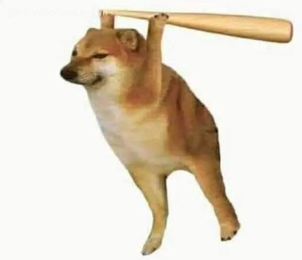 Chú chó Cheems cầm gậy bóng chày muốn phang bạn