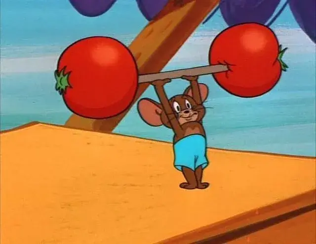 Jerry tập tạ cà chua