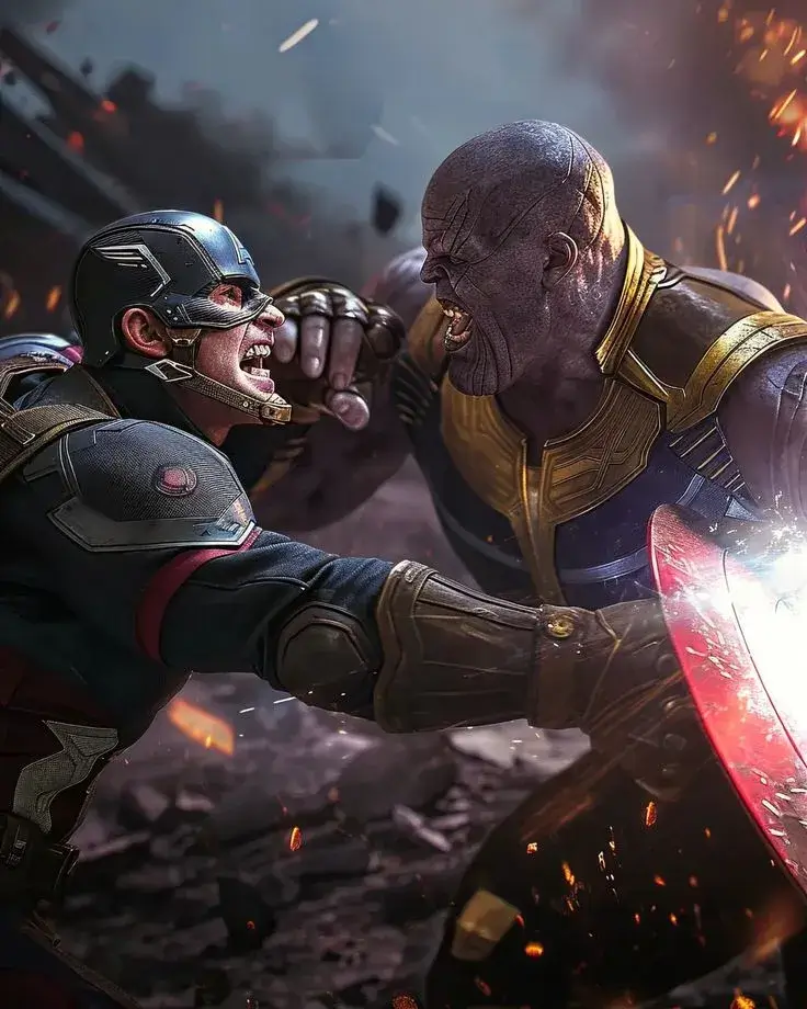Ảnh meme đánh nhau vui nhộn giữa Captain và Thanos