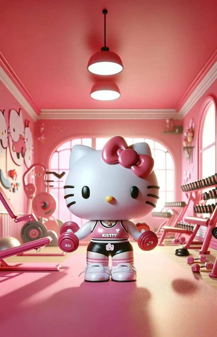 Ảnh chế vui Hello Kitty tập thể dục