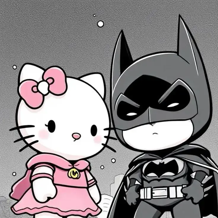 Avatar đôi Hello Kitty và Batman ngọt ngào lãng mạn.