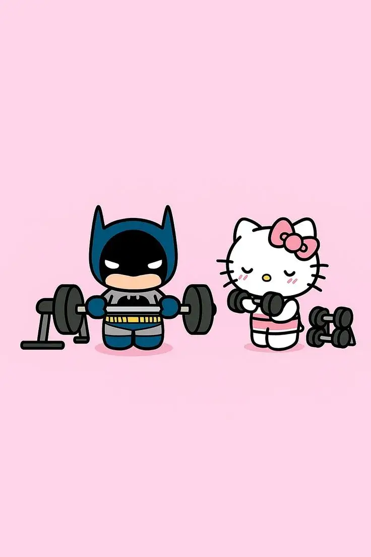 Ảnh nick đôi Kitty cùng Batman cùng nhau tập gym