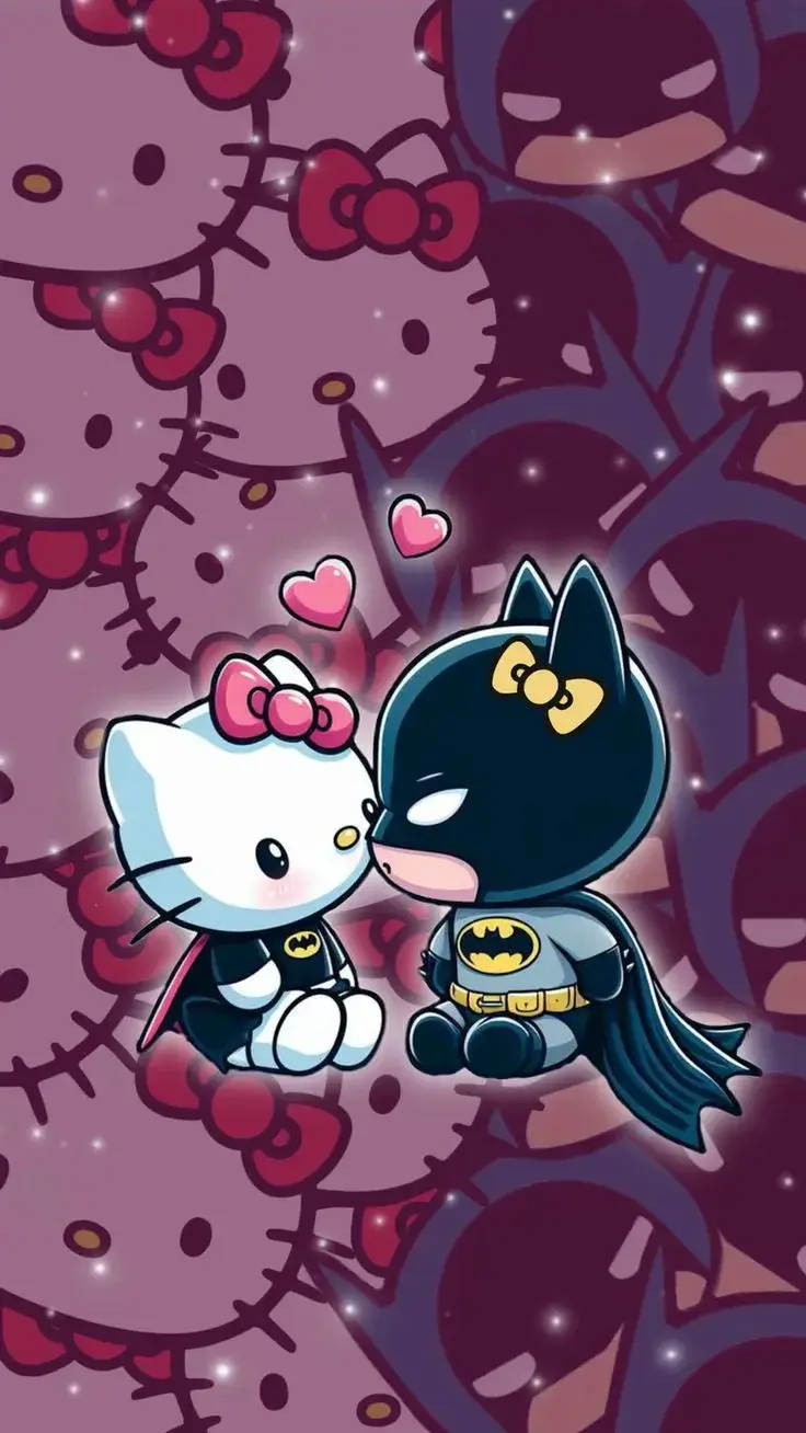 Ảnh đại diện điện thoại cặp đôi Hello Kitty và Người dơi