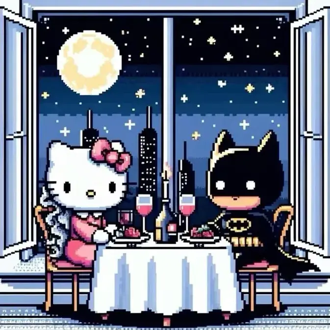 Người dơi và mèo Kitty hẹn hò ăn tối