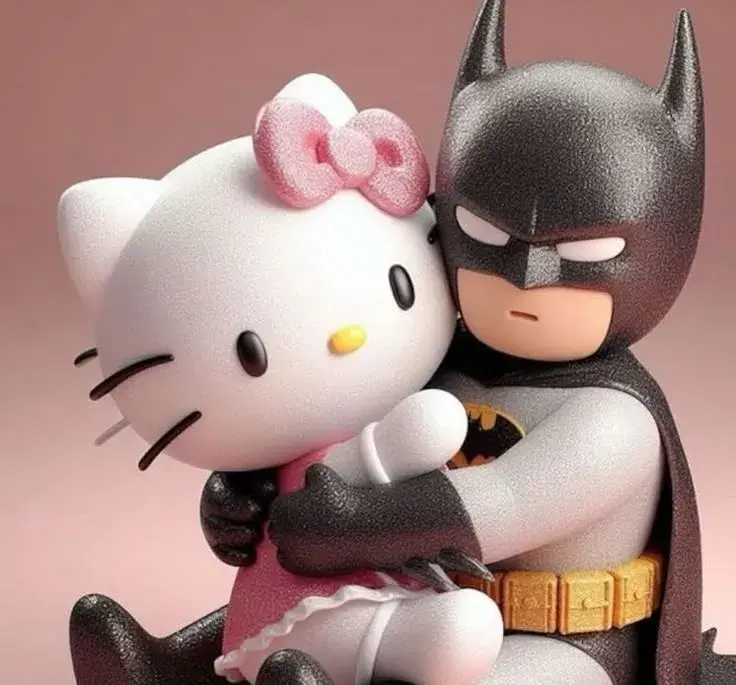 Icon avatar đôi Kitty và Batman lãng mạn tình cảm.
