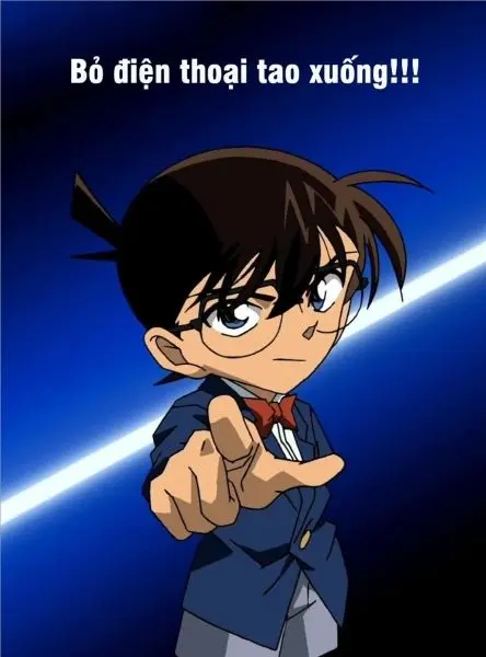 Hình chế Conan chỉ trỏ cảnh cáo cực hài hước