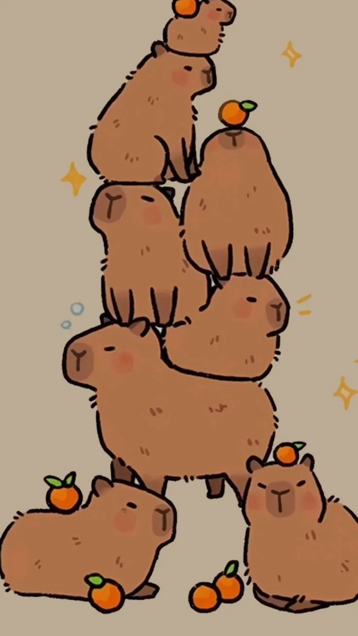 Hình nền capybara cute chibi nhỏ nhắn.