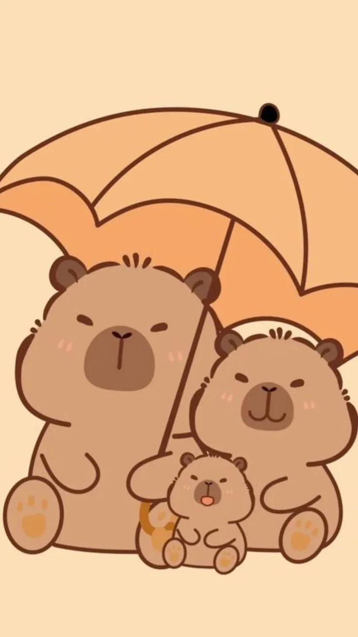 Ảnh hình nền capybara chibi dễ thương.