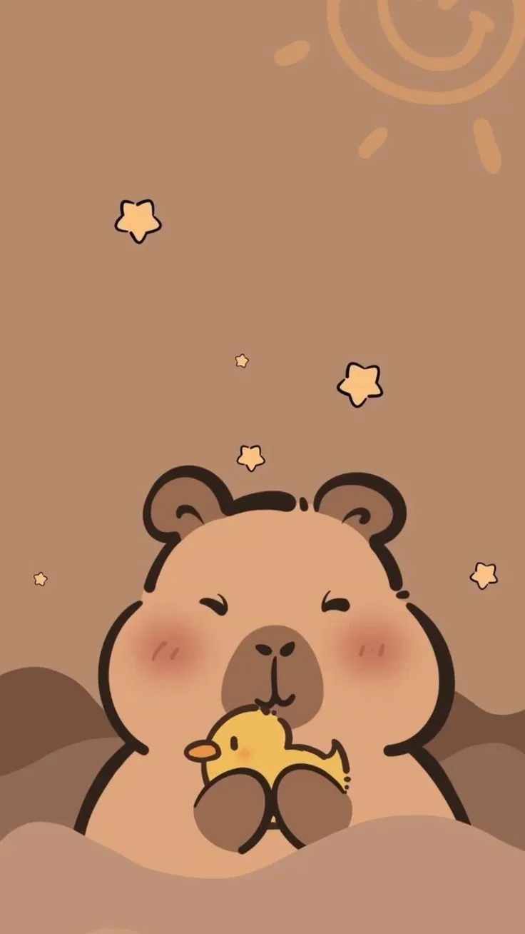 Hình nền capybara màu hồng dễ thương đáng yêu.